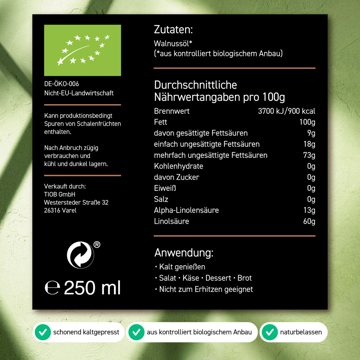 Bio Walnussöl kaltgepresst