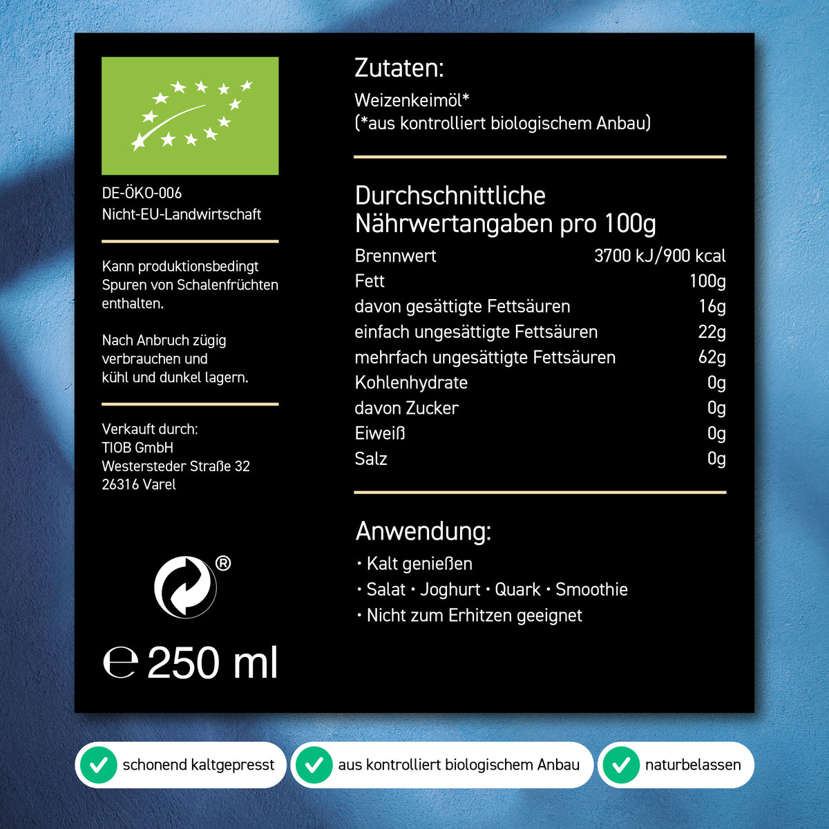 Bio Weizenkeimöl kaltgepresst